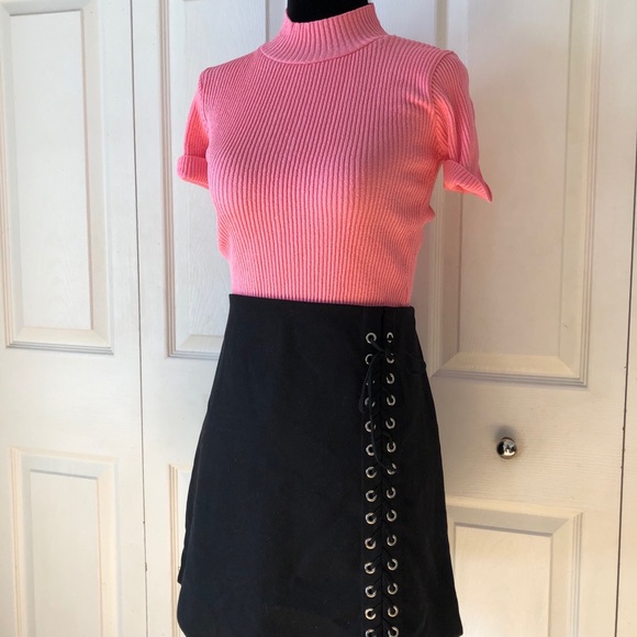 Black suede Lace up skirt - Picture 5 of 6